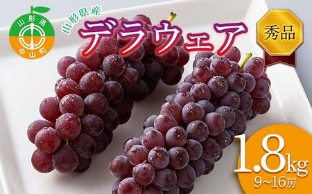 ≪先行予約≫山形県産 デラウェア 1.8kg（9～16房） 秀品 2024年8月上旬から順次発送 種無し 食べやすい ぶどう ブドウ 葡萄 くだもの 果物 フルーツ 夏果実 数量限定 F4A-0529