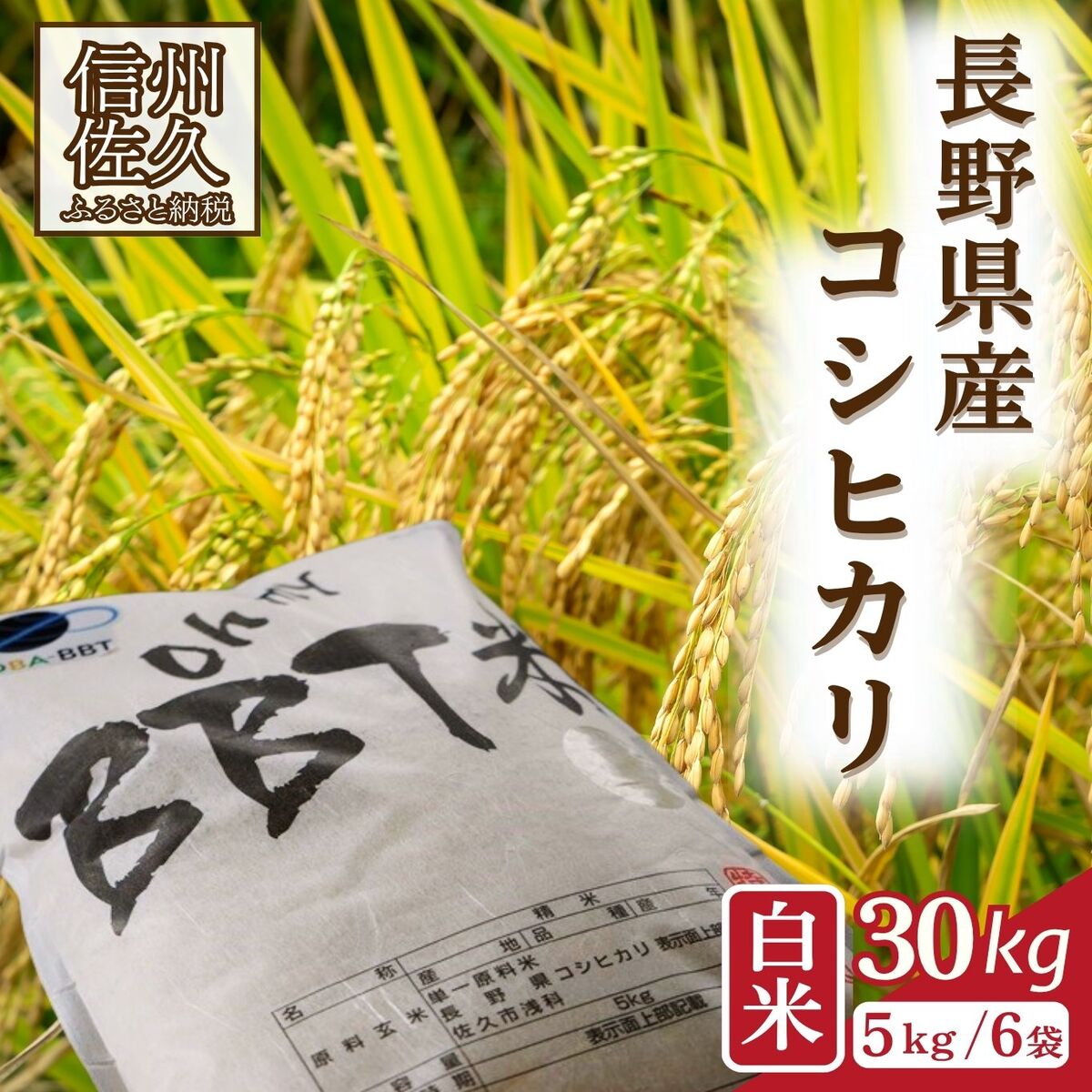【ふるさと納税】【令和7年産・白米30kg（5kg×6袋）】特別栽培米 BBT米（五郎兵衛米） 〈2025年9月中旬頃～順次発送〉先行予約 新米 信州 こしひかり【 米 コメ 白米 精米 お米 こめ おこめ 備蓄品 コシヒカリ 長野県 佐久市 】