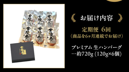 【6ケ月定期便】【茨城県共通返礼品】 黒毛和牛 常陸牛 100% 特製 プレミアム 生ハンバーグ 合計4320g（120g × 6個 ×6回 ）