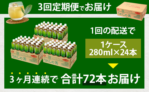工場直送！うれしの茶 280ml×24本入 《3回 定期便》箱買い セット お茶 飲料 緑茶 飲み切りサイズ うれしの 嬉野茶 ペットボトル 24本入り 280ml ストック ギフト 贈り物 贈答 お