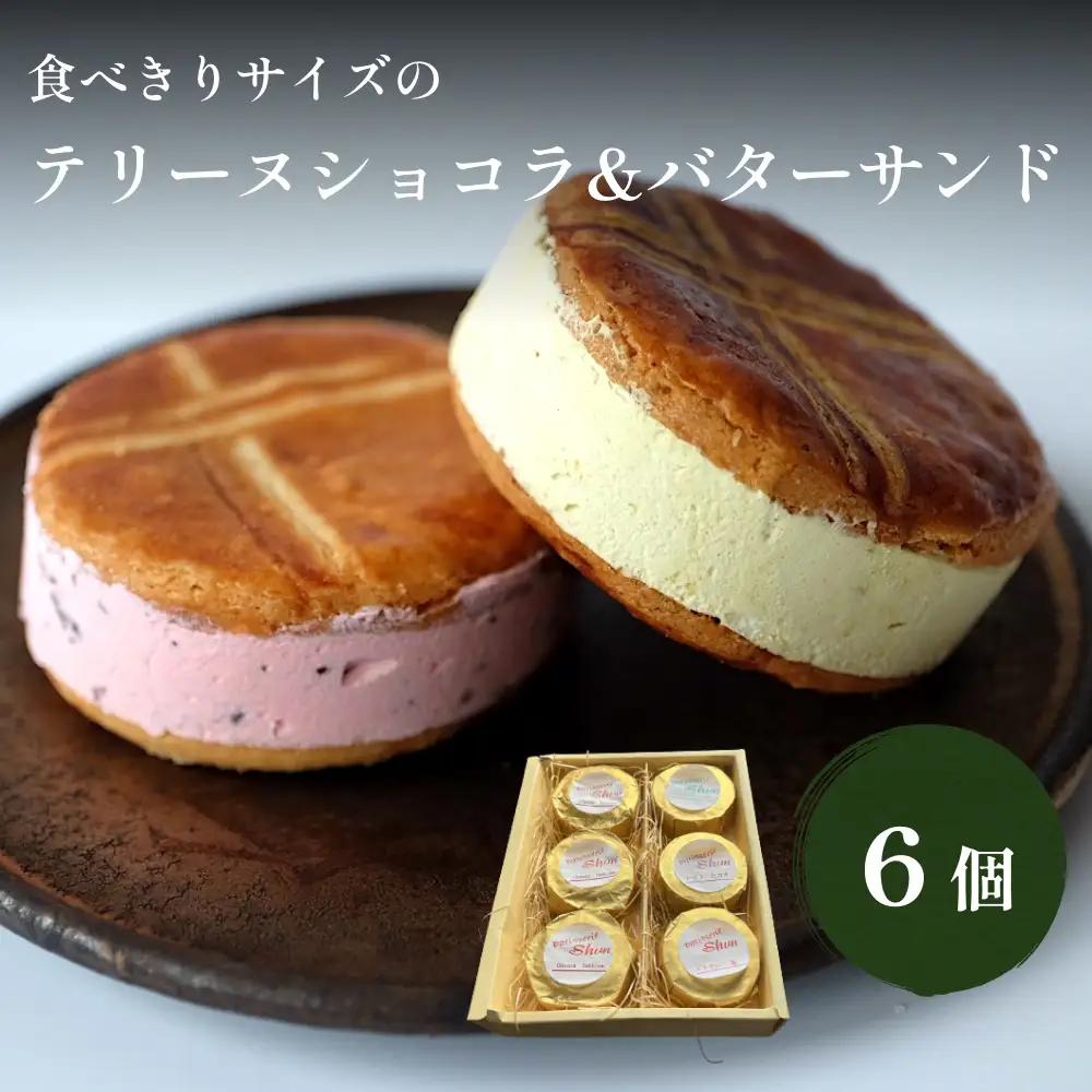 食べきりサイズのテリーヌショコラ&バターサンド６個セット  | バタークッキー バタークリーム バターサンド 味はお任せ 5個 チョコレート テリーヌ 冷凍 スイーツ 洋菓子 菓子 詰め合わせ お取り寄せ 富山 氷見 