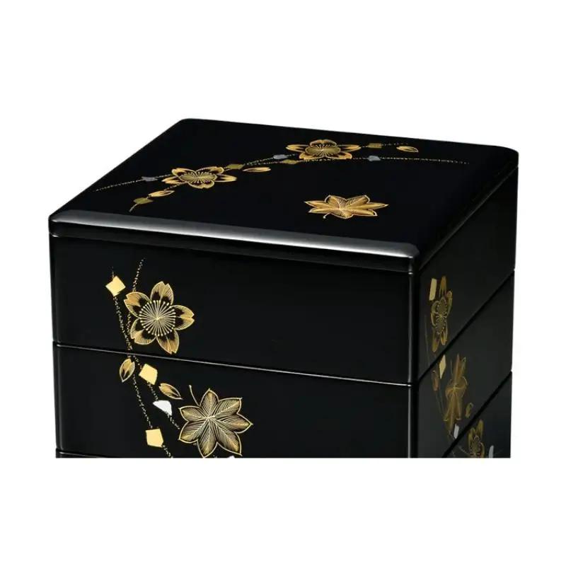 輪島塗　三段重　春秋箔散　沈金 wa013 塗　重　漆器　漆器