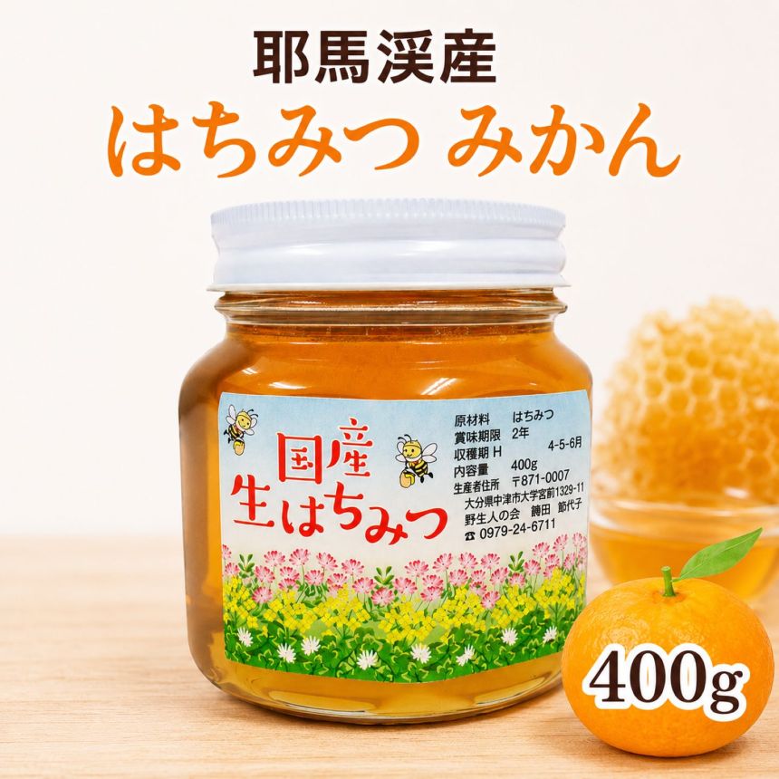 【ふるさと納税】中津・耶馬渓のはちみつ みかん 400g × 1瓶 | 国産 蜂蜜 はちみつ ハチミツ みかん 蜜柑 ミカン 瓶 大分県産 九州産 大分県 中津市 送料無料