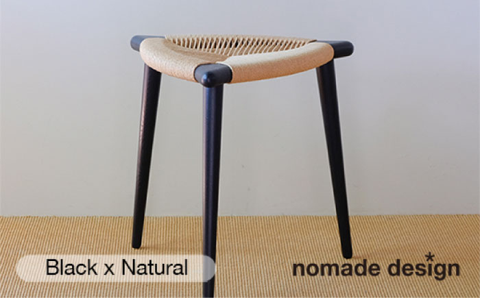 
Three-legged Stool “BOW” 〈Black x Natural〉 糸島市 / nomade design 椅子 クラフト [AIF013]
