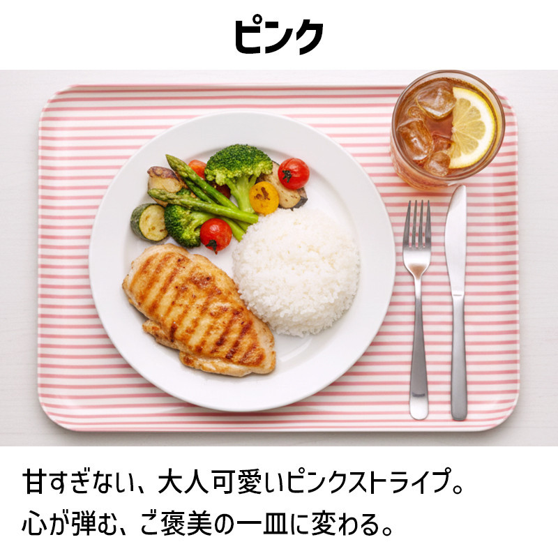 TATSU-CRAFT マグネットトレー SS 21.5cm ストライプ PK ピンク すべり止め付き ［Tk1048］DA90798VC02_イメージ3