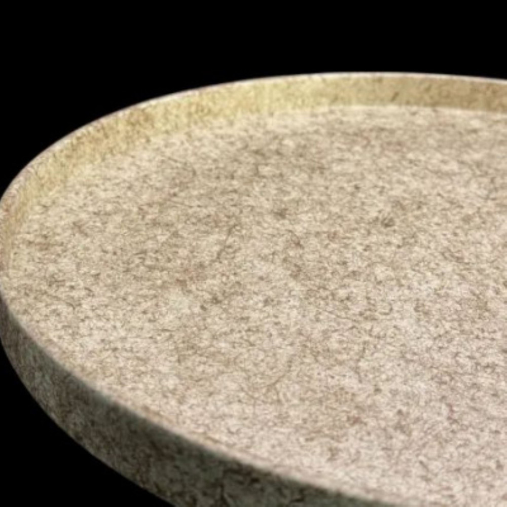 木製 丸トレイ 乱糸（マット仕上げ）漆白［NF67］