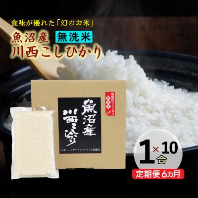 ふるさと納税 十日町市 【発送月固定定期便】【先行10月下旬発送】定期便6か月　新潟県魚沼産川西こしひかり1合×10袋全6回