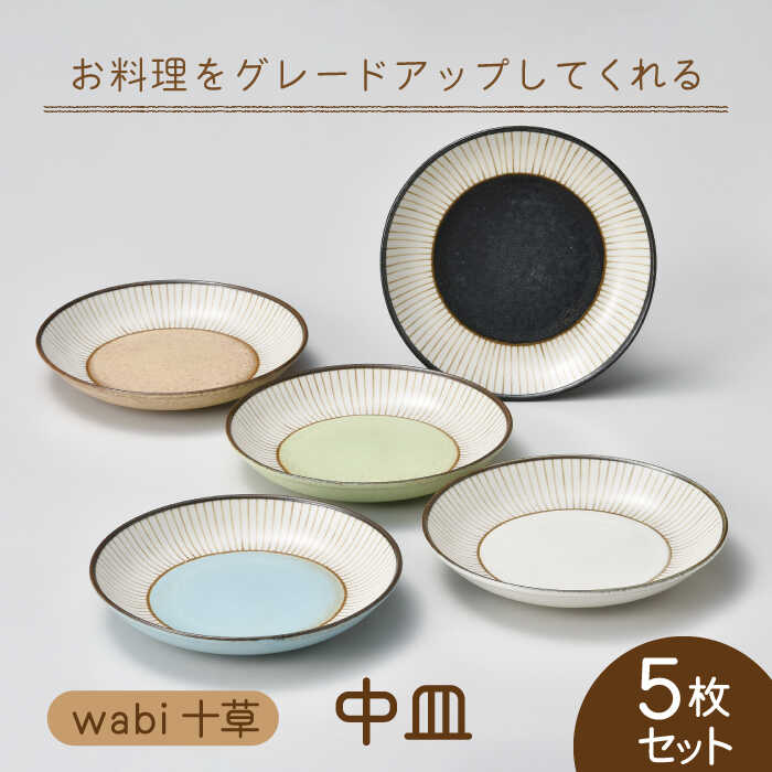 【ふるさと納税】【美濃焼】wabi十草 中皿 5枚セット【株式会社二幸】≪土岐市≫ 食器 プレート [MCZ081]