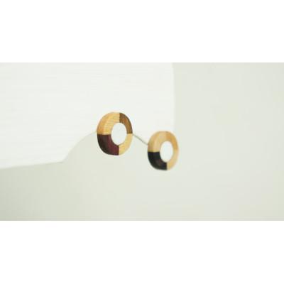 ふるさと納税 日南町 寄木と陶片のイヤリング《ワラ白》 |  | 03