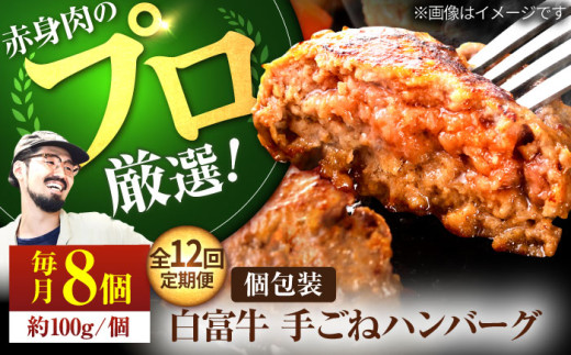 【牧場直送】【12回定期便】白富牛 岩塩と牛肉のみで作った手ごねハンバーグ 100g×8個【佐賀セントラル牧場】佐賀県産 ハンバーグ 牛肉 冷凍 はんばーぐ 牛肉 お惣菜 おかず 和牛 国産 ハンバーグ 九州 佐賀県 白石町  白石 [IAH056]