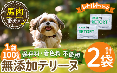 a1087-A ＜保存料・着色料 不使用＞愛犬用無添加テリーヌ レトルトパック 馬テリーヌ2袋(1袋約100g・合計約200g)【Nフードサービス】姶良市 馬 テリーヌ 犬 ドッグ ペット フード エサ レトルト おやつ ごはん ご飯 間食 ご褒美