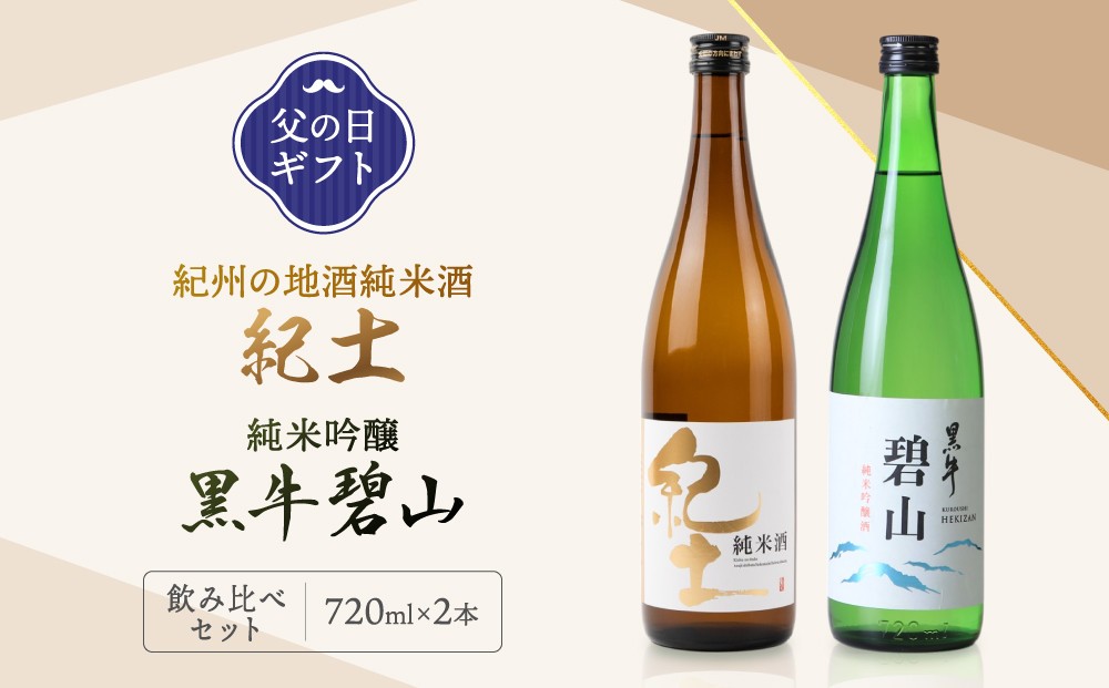
【父の日ギフト】紀州の地酒　純米酒　紀土　純米吟醸　碧山黒牛　飲み比べセット【6月16.17.18日着にて発送します】
