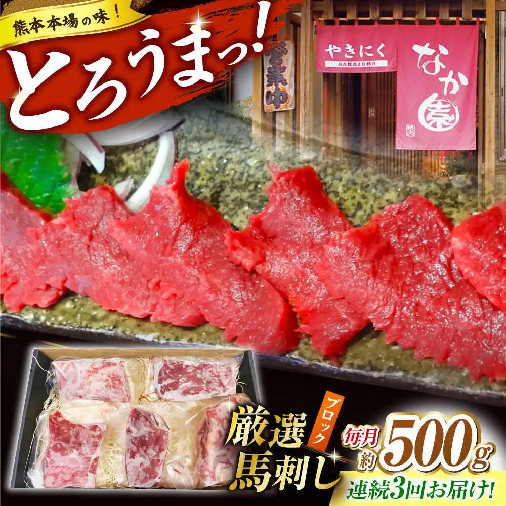 【3回定期便】熊本 馬刺し「なか園」赤身馬刺し 約500ｇ【有限会社スイートサプライなかぞの】[ZBV077]