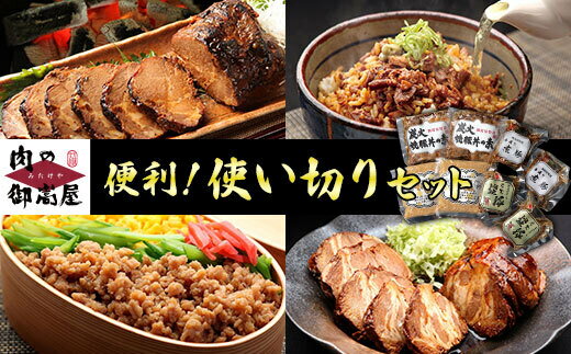 【ふるさと納税】焼豚 炭火 焼豚丼 煮豚 そぼろ 国産 鶏肉 豚肉 冷蔵 人気 ハーフサイズ お手軽 惣菜 おかず おつまみ 簡単 便利 ! 使い切り セット 4種 お取り寄せ 加工肉 お肉屋さん 手造り 岐阜県産 肉の御嵩屋 送料無料 527