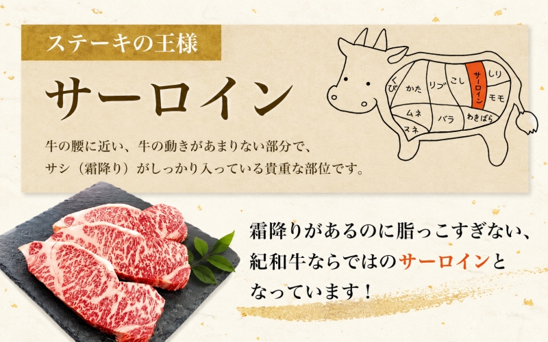紀和牛サーロインステーキ3枚セット【冷蔵】  牛 牛肉 ステーキ サーロイン 紀和牛【tnk101-1】