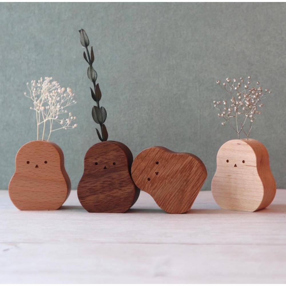 【ふるさと納税】木製シマエナガ花瓶　 4種セット | 木製 木製インテリア 木製おもちゃ 木製玩具 自然塗料 くるまおもちゃ 自動車おもちゃ 贈り物 プレゼント 人気 おすすめ 送料無料