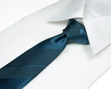 ネクタイ　富士桜工房　紺無地　三段縞（納戸）