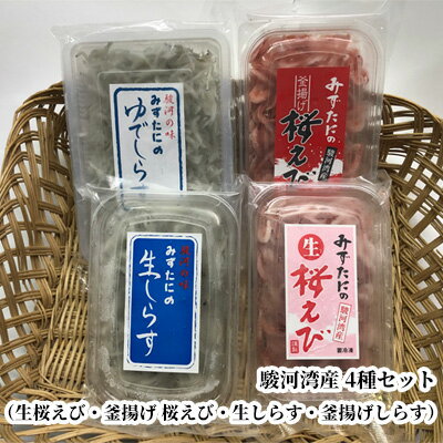 【ふるさと納税】駿河湾産　生桜えび85g、釜揚げ桜えび75g、生しらす100g、釜揚げしらす160g 4種詰合せ | 海の幸 海鮮 海産物 桜エビ 生桜エビ しらす 生シラス 海の幸 静岡県産