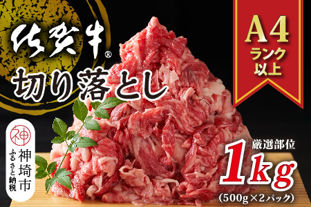 艶さし！【A4～A5】佐賀牛切り落とし 1kg(500g×2P)【肉 牛肉 ブランド牛 黒毛和牛 ふるさと納税】(H112145)