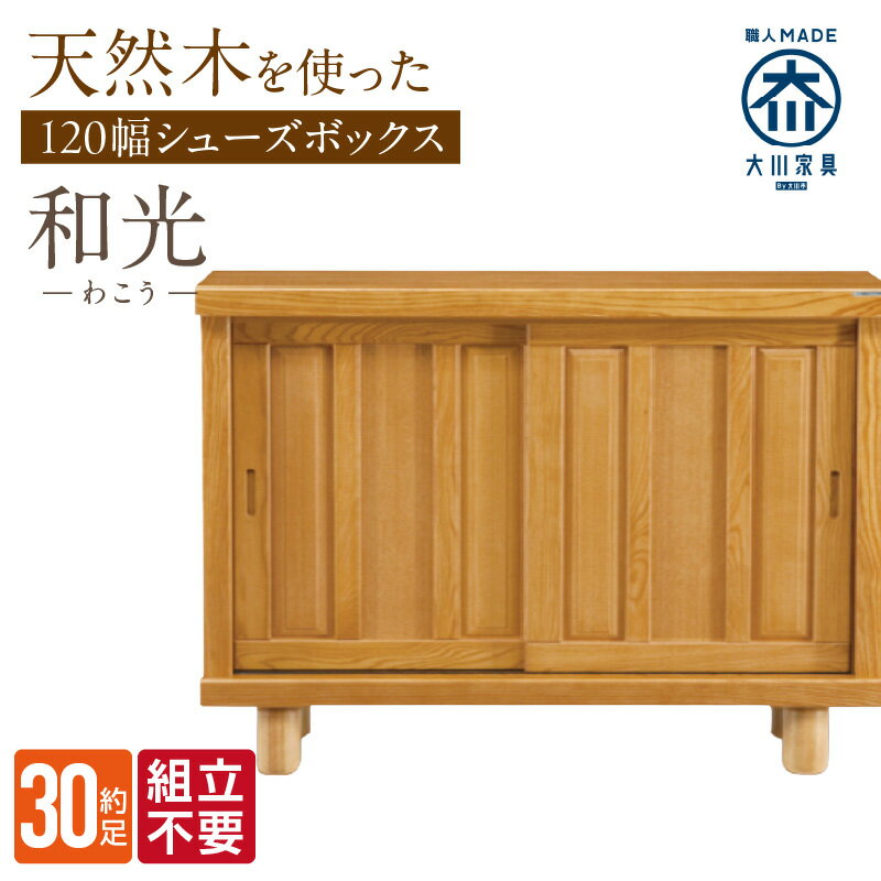 【ふるさと納税】大川家具 シューズボックス 和光 幅 120cm ブラウン ロータイプ 国産 靴箱 組立不要 アジャスター 調整可能 可動棚 有効活用 収納力 機能性 玄関収納 オーソドックス デザイン 和風 洋風 インテリア 収納 日本製 お取り寄せ 福岡県 久留米市 送料無料