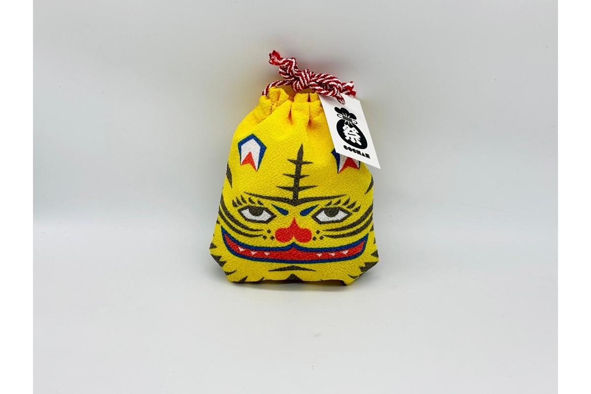 丹後ちりめん 祭巾着（とら） サイズ：約17cm×13cm