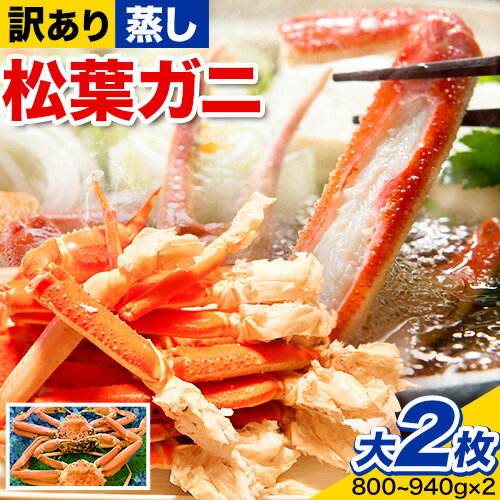 【ふるさと納税】【蒸し】訳あり 松葉ガニ 大 2枚(1枚/800～940g前後) 高間商店《11月中旬-3月下旬頃出荷》鳥取県 八頭町 送料無料 カニ 蟹 かに 訳あり 鍋 珍味 冬 グルメ ズワイガニ