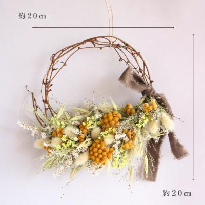 ふるさと納税 茅野市 信州八ヶ岳の麓から贈るドライフラワーリース Sハーフ(イエロー) |  | 01