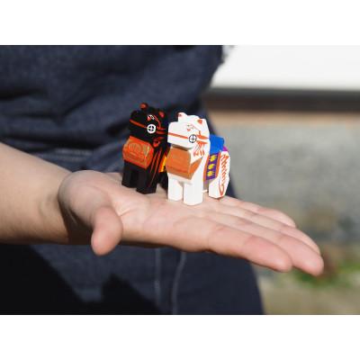 ふるさと納税 郡山市 【ふるさと納税】三春駒 セット 一合マス入り 白黒 伝統工芸品 張り子 だるま ミニチュア 手づくり |  | 02