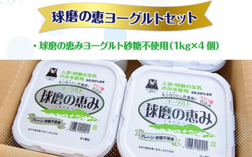 球磨の恵みヨーグルトセット（砂糖不使用1kg×4個）