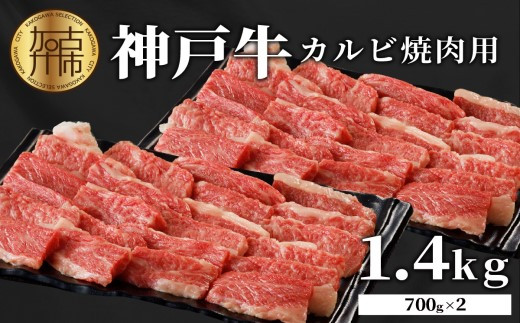 ★選べる配送月★【2月発送】神戸牛カルビ焼肉1.4kg(700g×2) 《 肉 カルビ 神戸牛 焼肉 サシ 国産 1.4kg 小分けタイプ プレゼント お取り寄せ 送料無料 おすすめ》【2404A00215-02】