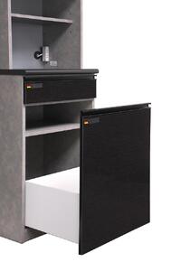 （ブラック木目）【開梱設置】 オッド 食器棚 幅60cm 上置き付 ダイニングボード 完成品 キッチン収納 スリム 大川家具 キッチンボード