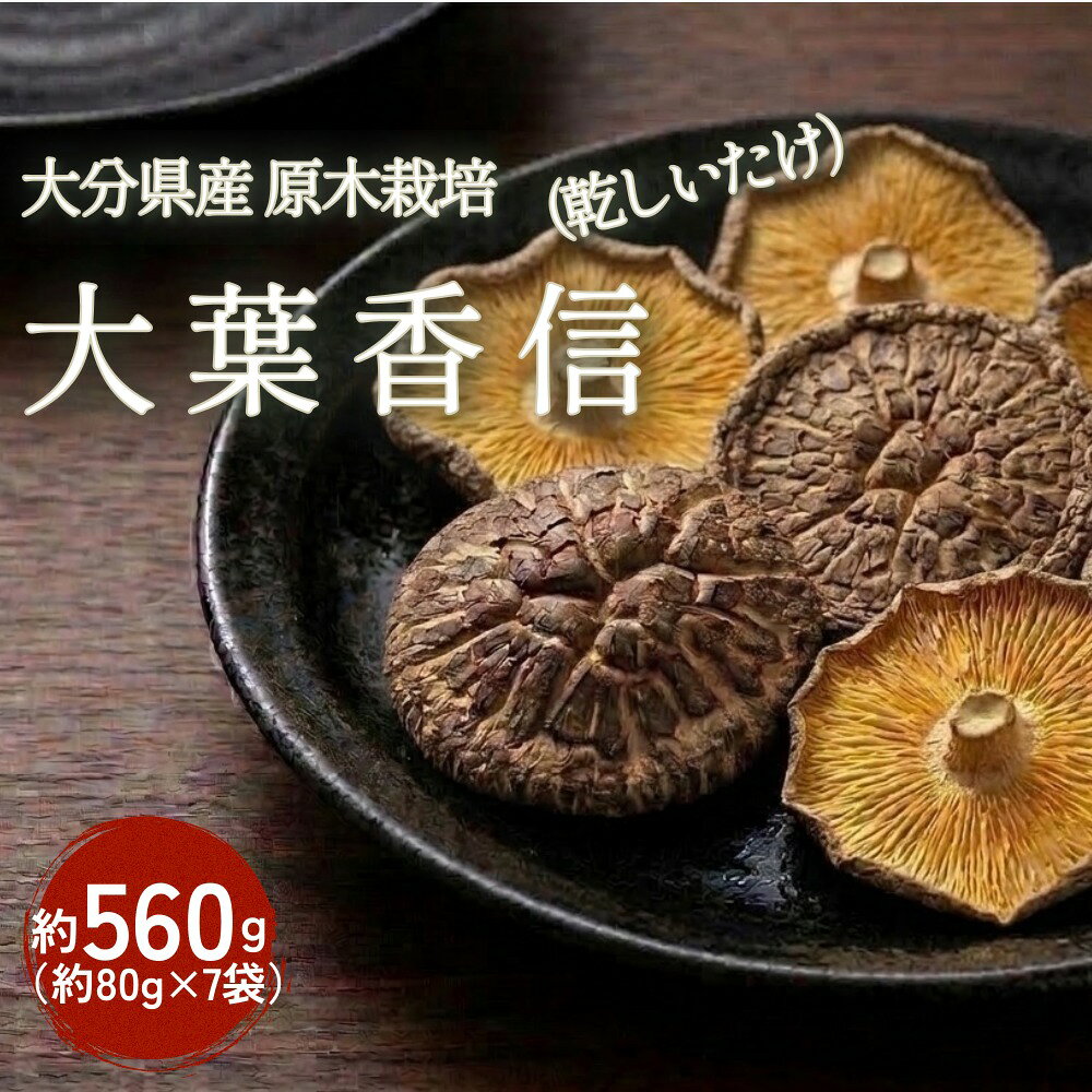 【ふるさと納税】FOK28 大分県産原木栽培乾しいたけ 大葉香信 約560g（約80g×7袋）