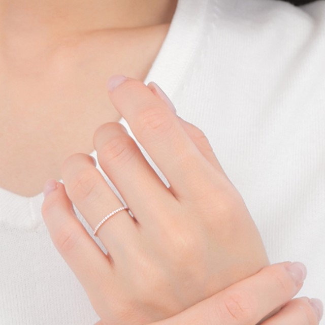 〈 甲府ジュエリー 〉K10PG ダイヤモンド0.08ＣＴ極細リングＲ4004DI-R2