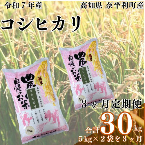 【ふるさと納税】【定期便】コシヒカリ10kg定期便 3か月連続発送 令和7年産 こしひかり 農家 美味しい お米 米 コメ 精米 定期便 常温 /高知県 奈半利町