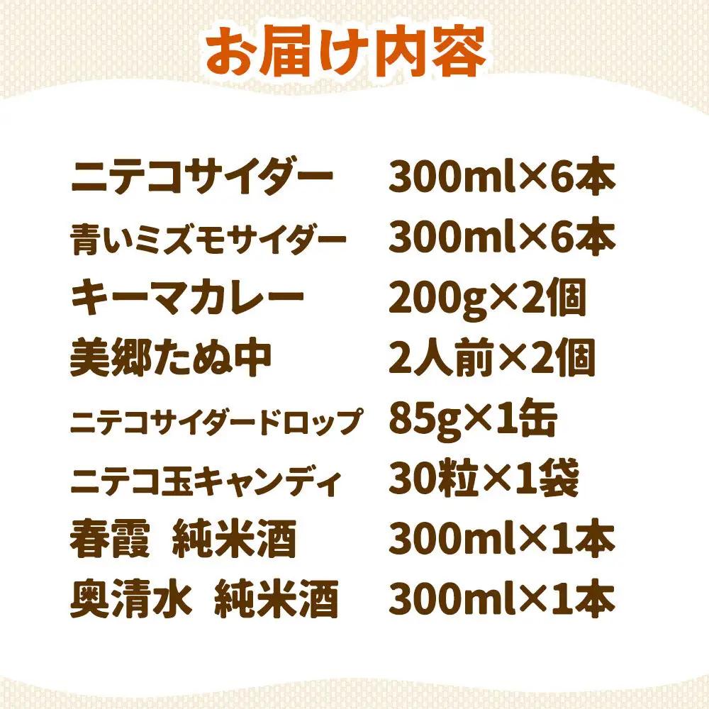 炭酸飲料 ニテコサイダー6本・青いミズモサイダー6本と美郷の美味しいものセット