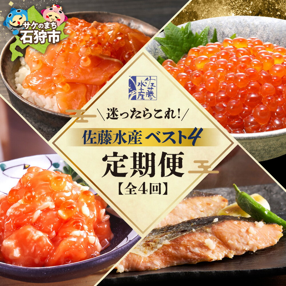 【ふるさと納税】佐藤水産BEST4 定期便 全4回 人気 食べ比べ 鮭ルイベ漬 260g 石狩味 220g いくら醤油漬 260g 鮭の糀漬 さざ浪漬 70g 10切 合計810g 小分け ご飯のお供 ギフト お取り寄せ 北海道 石狩市