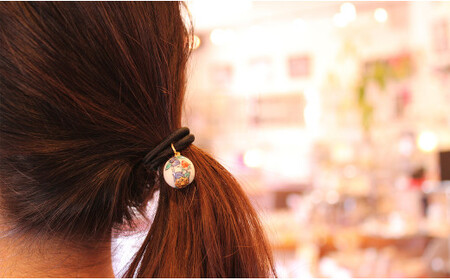 A12-75 二宮閑山 有田焼磁器玉ヘアゴム5個セット 桜・薔薇・菖蒲・梅・クローバー