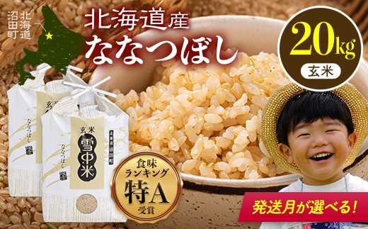 
            【先行予約】令和7年産 特Aランク米 ななつぼし 玄米 20kg（10kg×2袋）発送月が選べる 雪冷気 籾貯蔵 雪中米 北海道 nr-1271var
          