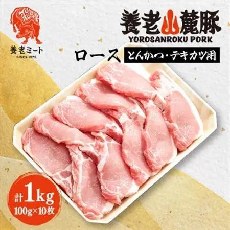 養老山麓豚 ロース とんかつ・テキカツ用 1kg(100g×10枚)【配送不可地域：離島】【1634046】