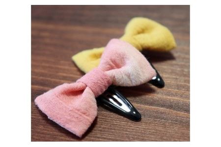 [F234-2]アトリエ装ウ　からむし草木染　ベビーペプラムワンピース　ヘアピンセット（玉ねぎ染め）