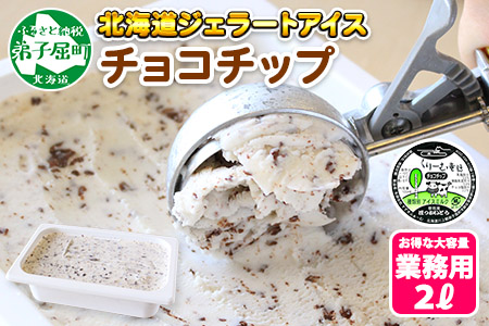 598.アイスクリーム チョコチップ ジェラート チョコ 業務用 2リットル 2L アイス 大容量  手作り 北海道 弟子屈町