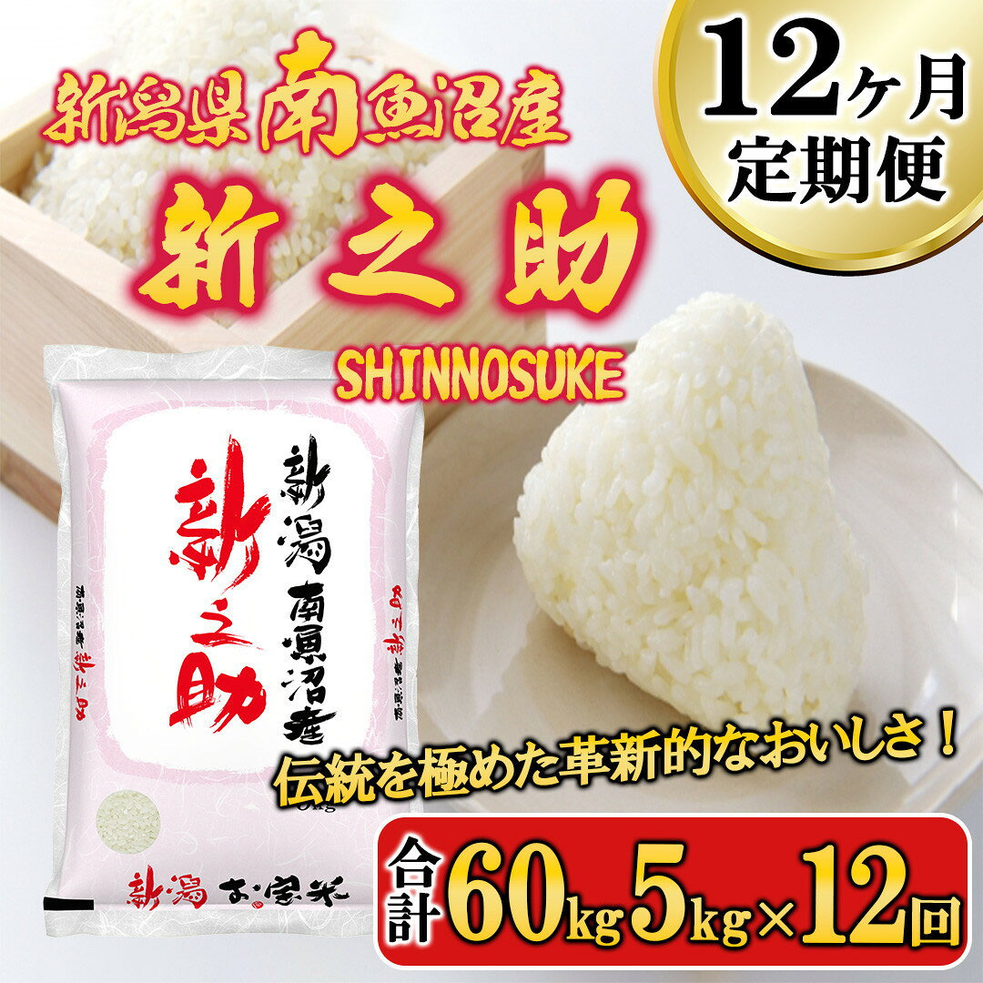 【ふるさと納税】【令和7年産新米予約】米 定期便 新之助 南魚沼産 60kg ( 5kg × 12ヵ月 )【2025年11月中旬より順次発送予定】 | お米 こめ 白米 食品 人気 おすすめ 送料無料 魚沼 南魚沼 南魚沼市 新潟県 精米 産直 産地直送 お取り寄せ お楽しみ