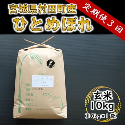 2023年7月発送開始『定期便』ひとめぼれ 玄米10kg 宮城県村田町産 全3回