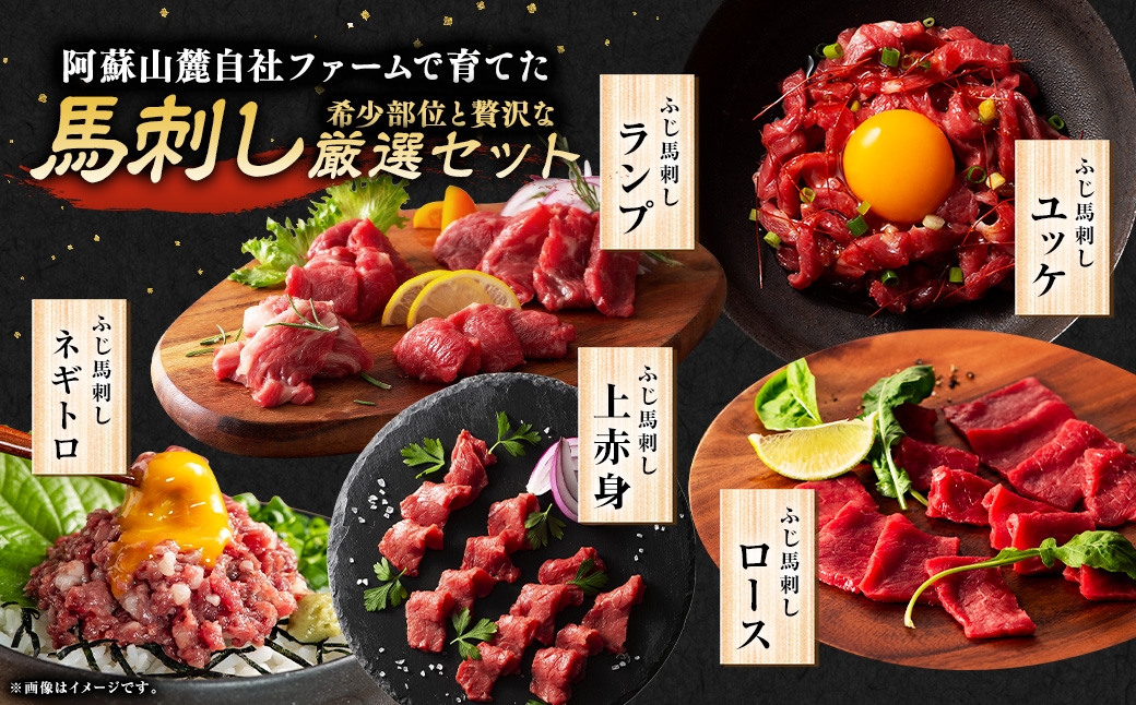 ふじ馬刺し上級赤身3種とユッケ・ネギトロ詰合せ