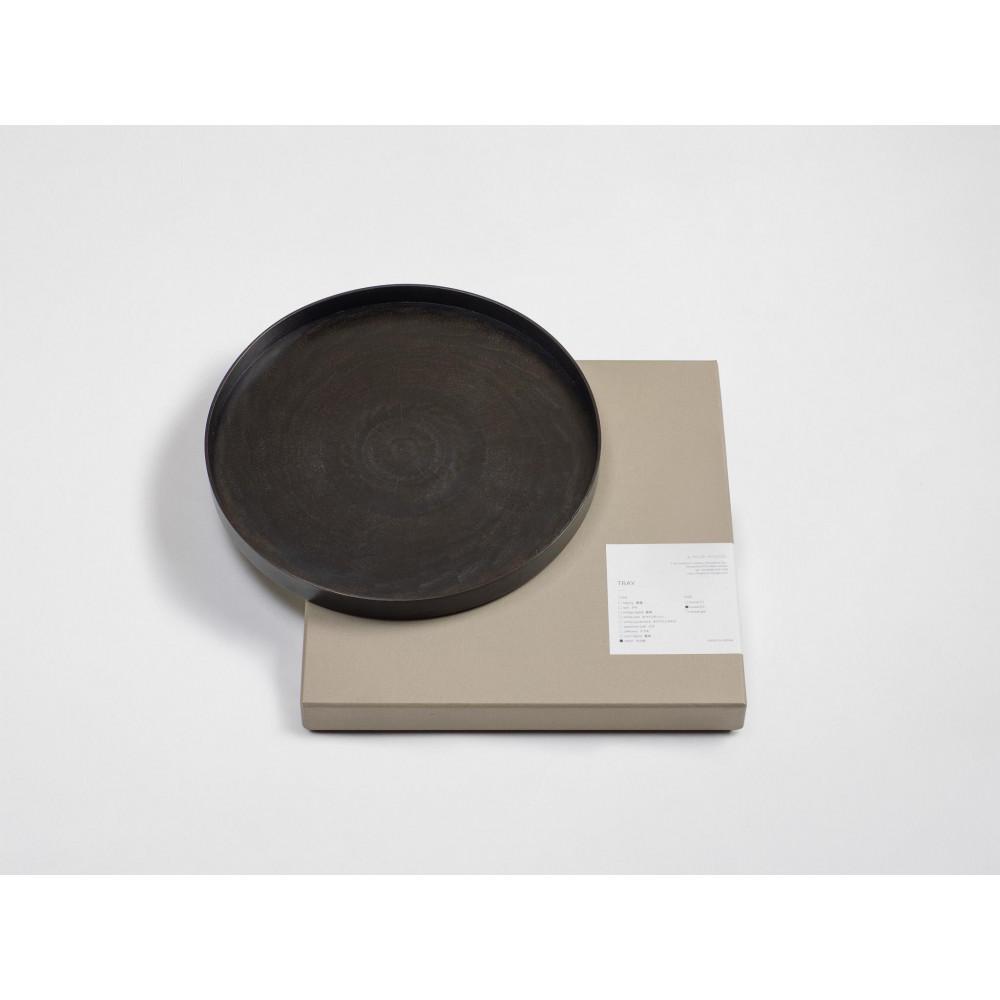 【ふるさと納税】ROUND RAYSTRAY S墨漆 ｜トレー プレート お皿 皿 食器 インテリア | 関連キーワード：木製 トレー トレイ おぼん テーブル コーディネート インテリア キッチン 飾り台 雑貨 日用品 徳島