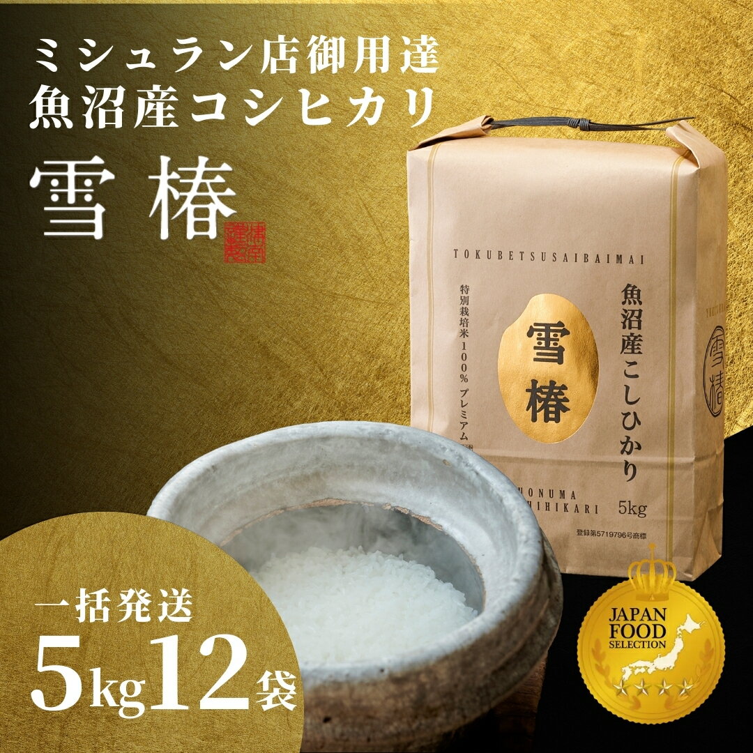 【ふるさと納税】【寄付額見直し】米 60kg ( 5kg × 12袋 ) 令和7年産 最高級 魚沼産 コシヒカリ 雪椿 特別栽培米 一括発送 | こしひかり お米 おこめ こめ コメ 白米 精米 新潟県 津南町