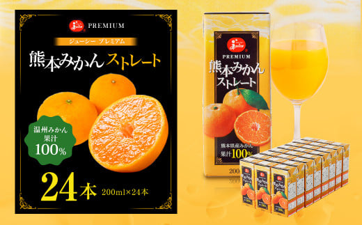 【6ヶ月毎2回定期便】 ジューシー プレミアム 熊本みかんストレート 100％ 200ml×24本 みかん ミカン 蜜柑 ジュース みかんジュース オレンジジュース 紙パック 国産