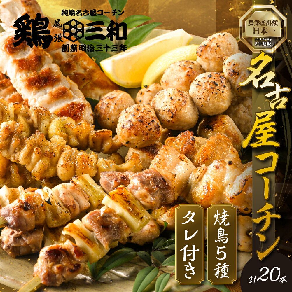 高評価 ☆4.9 年内発送 鶏三和 名古屋コーチン 焼き鳥 串 5種盛り 20本 たれ付き 12月発送（ももねぎま・ささみ・ぼんじり・皮 / つくね串）各4本 発送時期が選べる 地鶏 焼鳥 鶏肉 肉 おつまみ やきとり さんわ 渥美半島 田原市 人気 1万円 10000円
