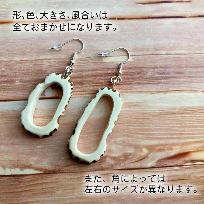 鹿の角 ピアス 丸型 【竜鹿】／ 鹿角 鹿 しか シカ グッズ 本物 加工 加工品 工芸 工芸品 クラフト アクセサリー 雑貨 不揃い ふぞろい 左右セット ギフト プレゼント 贈り物 おしゃれ オシ