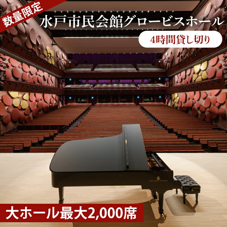 【ふるさと納税】【数量限定】【水戸市民会館】グロービスホール（大ホール最大2,000席）4時間貸し切り【ピアノ 演奏 スタインウェイ　貸切 舞台 発表会 ホール 水戸市 茨城県】（GB-1）